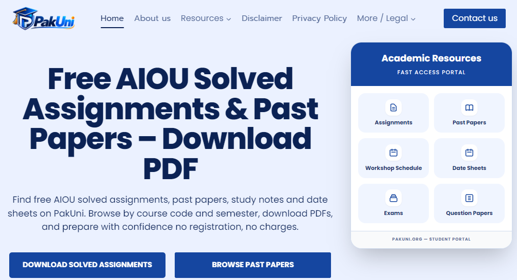 PakUni – Free Student Resource Portal screenshot